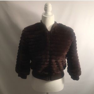 Forever21 Brown Fur Bomber Jacket M
